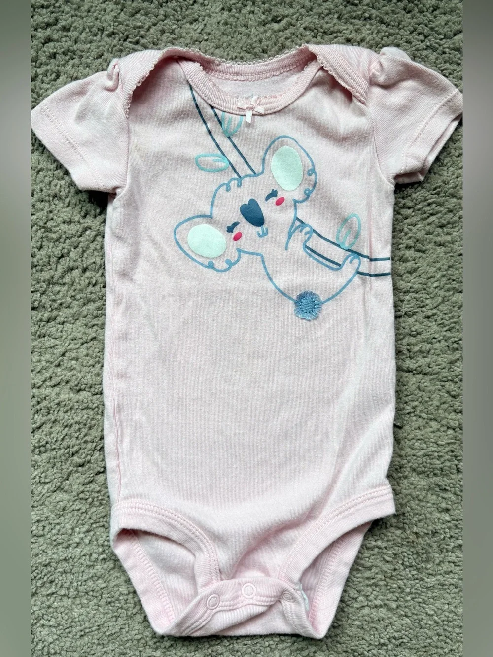 Carter's Light Pink Koala Graphic One-Piece Bodysuit with Blue Accents